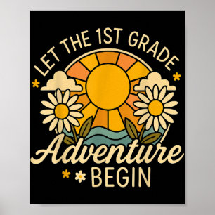 Poster Laisser l'aventure de 1ère année débuter Retro Sun