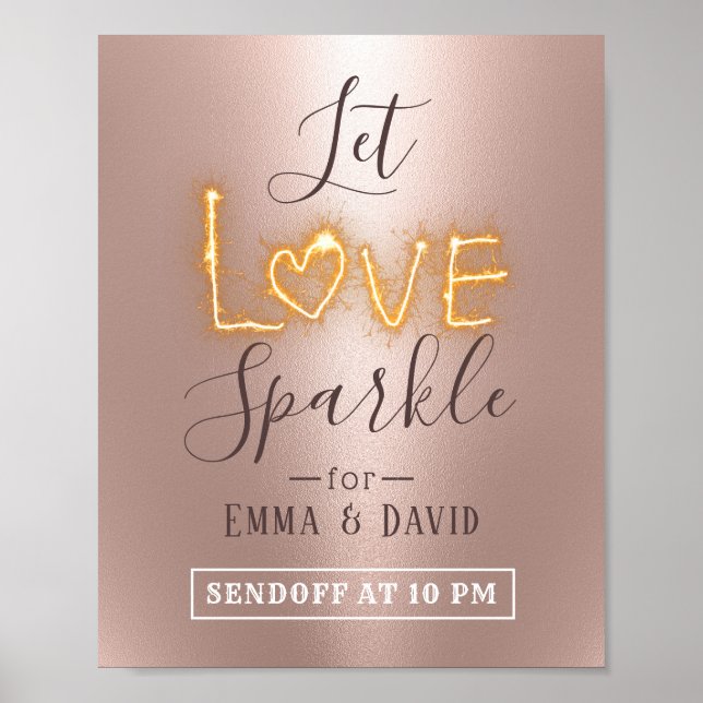 Poster Laisser Love Sparkle Rose Gold Envoyer Off Mariage (Devant)