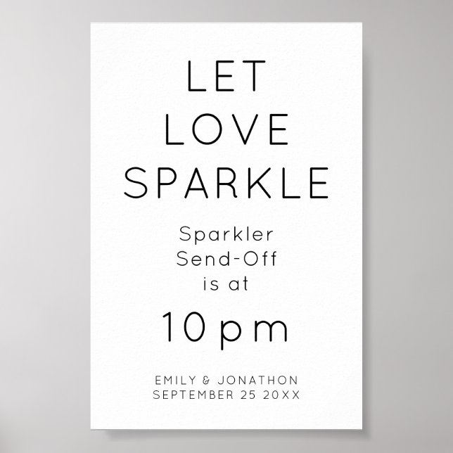 Poster Laisser Love Sparkler Sparkler Time Mariage Signer (Devant)