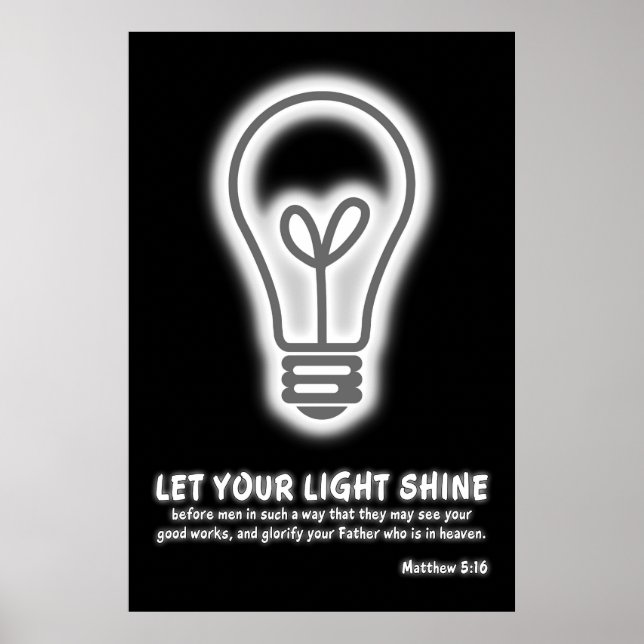 Poster Laisser Votre Lumière Briller Matthieu 5:16 Verse  (Devant)