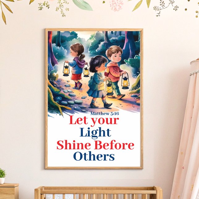 Poster Laissez briller votre lumière Art de nurserie chré (Créateur téléchargé)