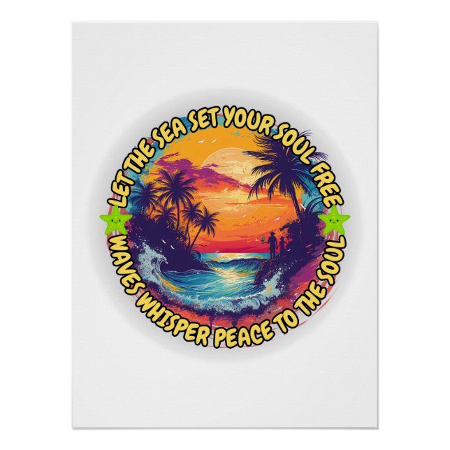Poster Laissez la mer mettre votre âme libre (Devant)