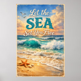 Poster Laissez la mer vous libérer – Vagues océaniques re