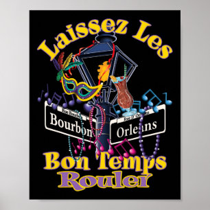 Poster Laissez Les Bon Temps Rouler Mardi Gras 2025 Nola