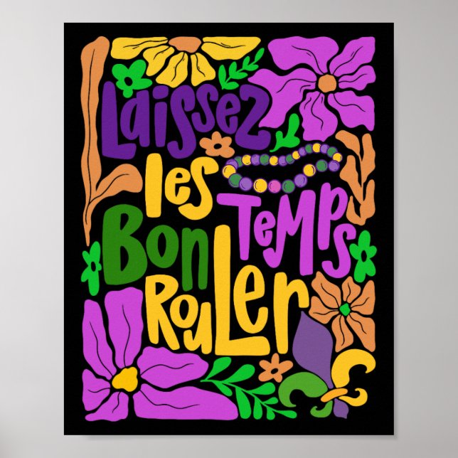 Poster Laissez Les Bon Temps Rouler Mardi Gras Beads Boho (Devant)