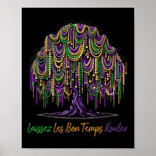 Poster Laissez Les Bon Temps Rouler Mardi Gras Tree Beads (Devant)