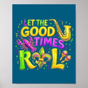 Poster Laissez les bons temps rouler Mardi Illustration