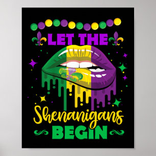 Poster Laissez Les Shenanigans Commencer Mardi Gras Lèvre
