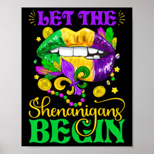 Poster Laissez les Shenanigans Commencer Retro Mardi Gras