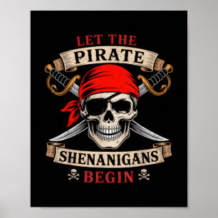 Poster Laissez Les Shenanigans Pirates Commencer Le Crâne