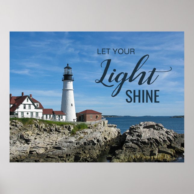 Poster Laissez votre lumière briller le phare Maine Photo (Devant)