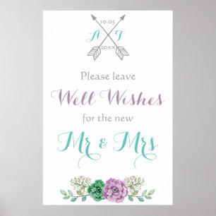 Poster Laissez votre signe de voeux mariage botanique pou