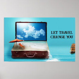 POSTER LAISSEZ VOYAGER CHANGER VOYAGER IMAGINAIRE DESIGN 