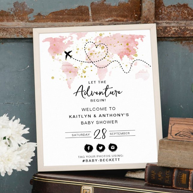 Poster "Laissons Commencer L'Aventure !" Baby shower Cart (Créateur téléchargé)