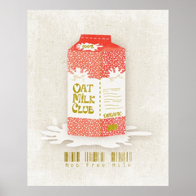 Poster lait d'avoine Vegan Organic Carton Moo Café gratui (Devant)