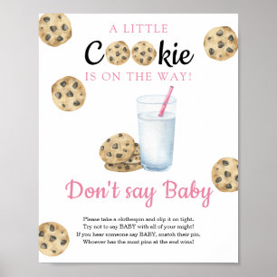 Poster Lait et biscuits Baby shower Ne pas dire bébé