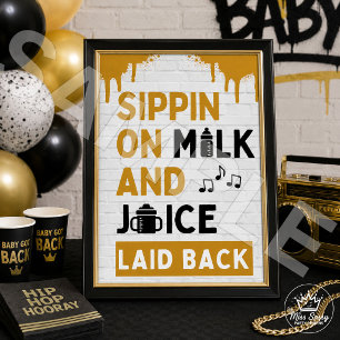 Poster Lait et Jus Anniversaire Hip Hop 90s   Baby Shower