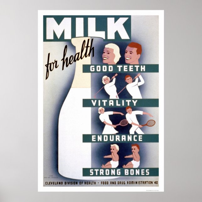 Poster Lait pour la santé 1940 WPA (Devant)