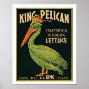 Poster Laitue Iceberg King Pelican California Vintage