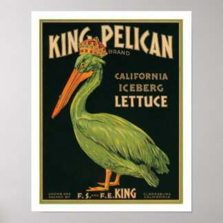 Poster Laitue Iceberg King Pelican California Vintage