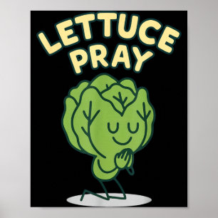 Poster Laitue Priez Drôle Pun Chrétien Foi Humour