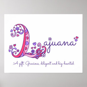 Poster Lajuana initiale L doodle cœur signification du no