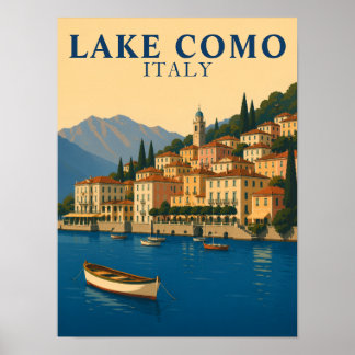 Poster Lake Como Italy Vintage Travel Italian Lakes