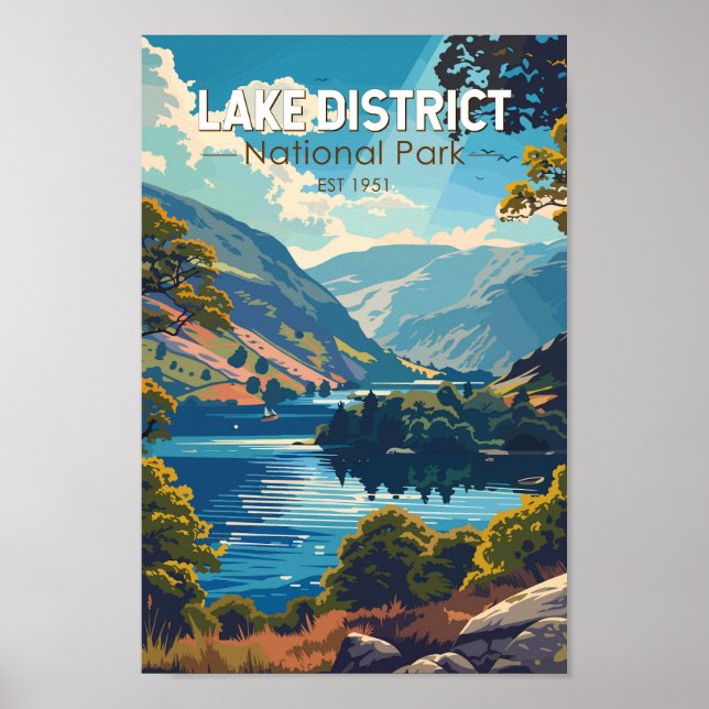 Poster Lake District National Park England Travel Art (Devant)