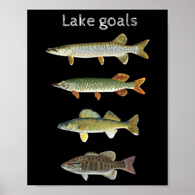 Poster Lake Goals Fishing Musky Pike Walleye Small Mouth  (Devant)