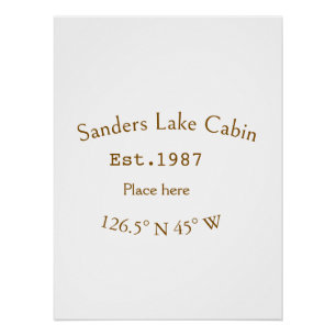 Poster Lake house et. Date année coordonnées personnalisé