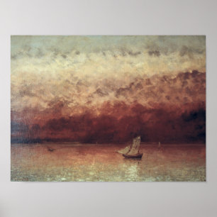 Poster Lake Leman with Setting Sun, c.1876