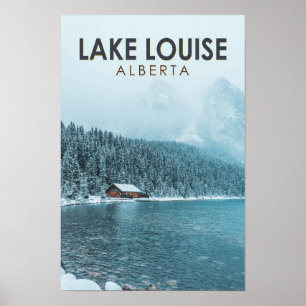Poster Lake Louise Alberta Canada Travel Art Vintage