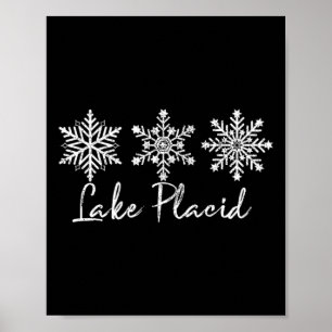 Poster Lake Placid Flocon de neige Sports d'hiver de neig