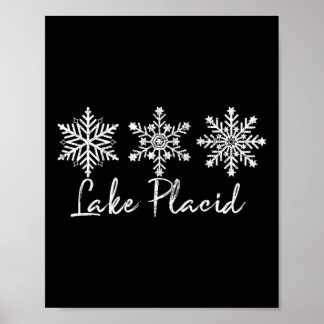 Poster Lake Placid Flocon de neige Sports d'hiver de neig
