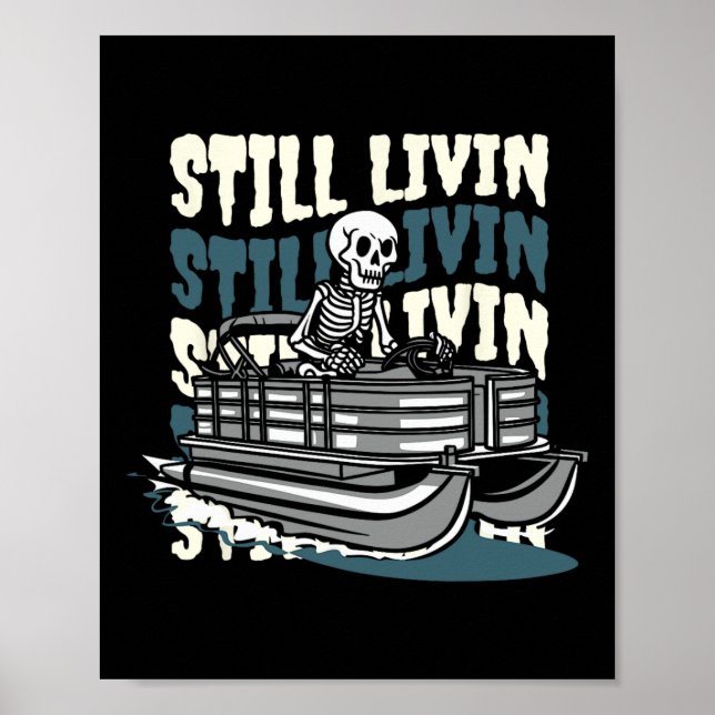 Poster Lake Skeleton - Boating Pontoon Boat  (Devant)