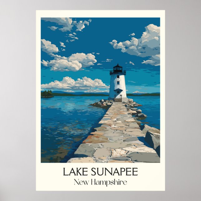 Poster Lake Sunapee New Hampshire Lighthouse (Devant)