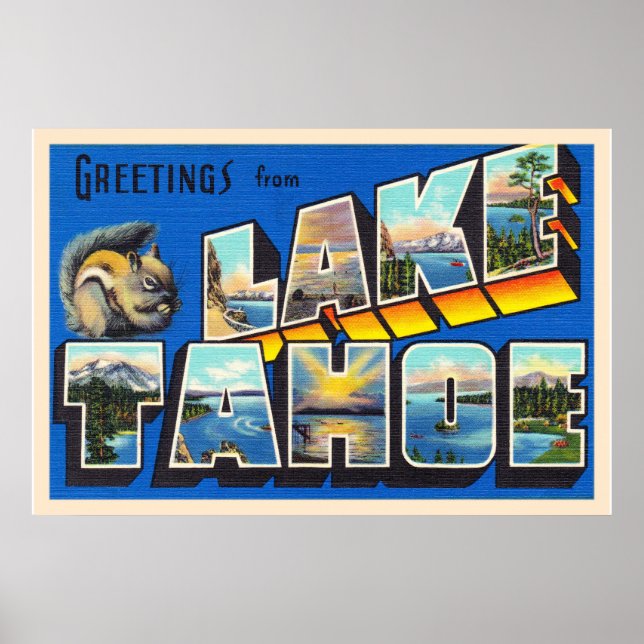 Poster Lake Tahoe California CA Grande Lettre Carte posta (Devant)