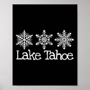 Poster Lake Tahoe Mountain Ski Ski Ski Rustique Snowfl