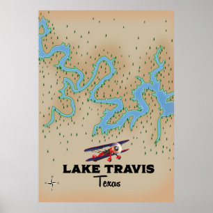 Poster Lake Travis Texas map