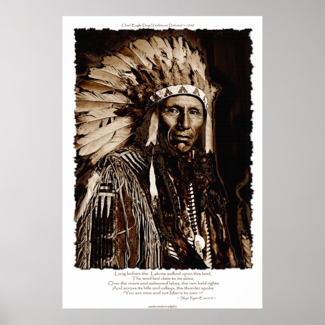 Poster Lakota Chieftain Art & Poème amérindien (Devant)