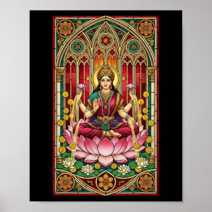 Poster Lakshmi Déesse de la Richesse Vitrail Hindouisme M