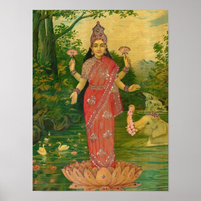 Poster Lakshmi par Raja Ravi Varma (Devant)