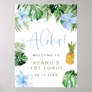 Poster LALANI Tropical Blue Hibiscus Luau 1er anniversair