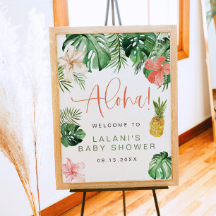 Poster LALANI Tropical rose Hibiscus Luau Baby shower