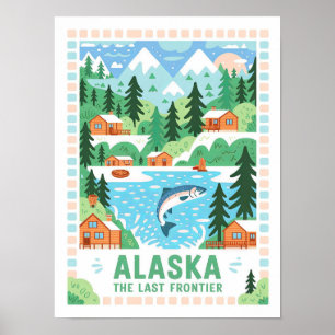 Poster L'Alaska la Dernière frontière USA Summer Travel