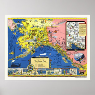 Poster L'Alaska - ligne de paquebot carte 1934