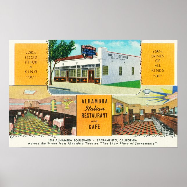 Poster L'Alhambra Restaurant Italien & � Caf (Devant)