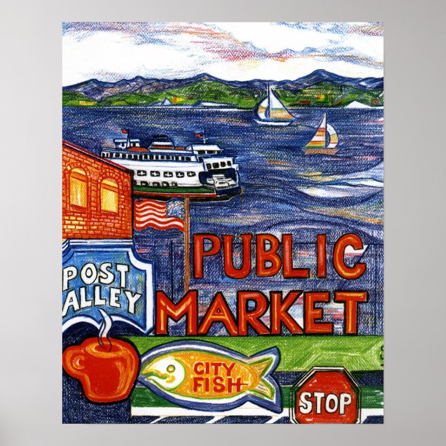 Poster l'allée avec ferry (Devant)