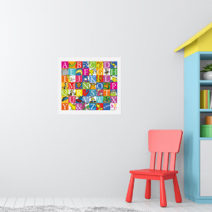 Poster L'alphabet en blocs de couleur de Dr Seuss