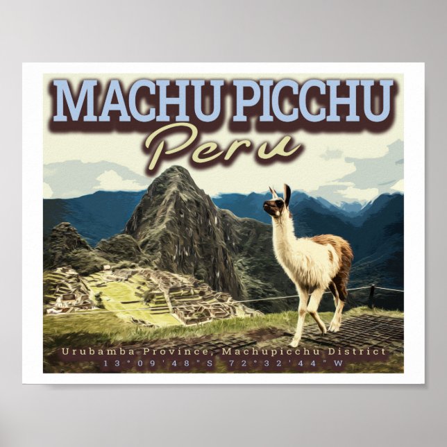 POSTER LAMA - MACHU PICCHU PÉROU (Devant)